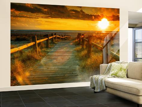 Sunset Beach Dock Non Woven Vlies Wallpaper Mural Behangposter Bij Sunset Beach Dock Non Woven Vlies Wallpaper Mural Behangposter