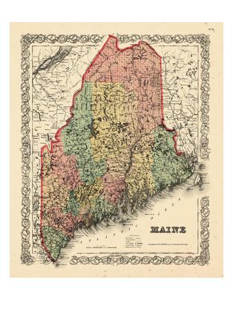 1855 maine state map 1855 maine united states giclee print