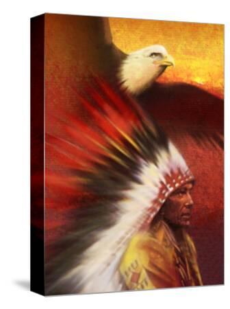 'A Middle-Aged Adult Native American Male Wearing a Headdress with a