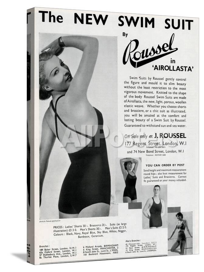 Advert For J Roussel Swim Suits For Men And Women 1935 Photographic Print Allposters Com