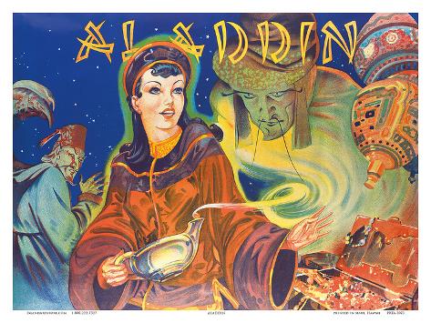 Aladdin: London Pantomime Theatre Poster, c.1930s Posters at AllPosters.com