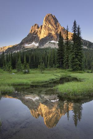 'Liberty Bell Mountain reflected in State Creek,Washington Pass. North
