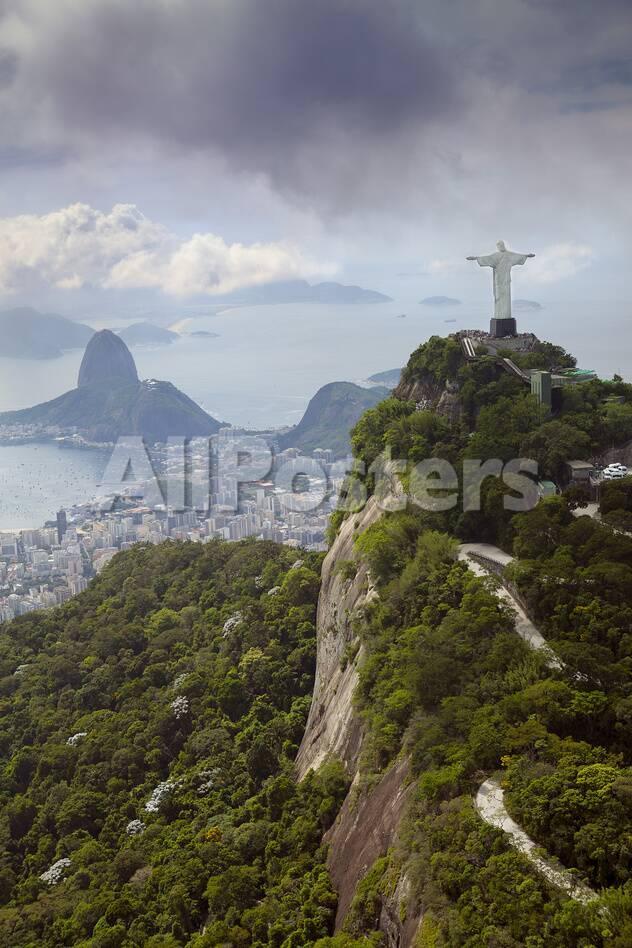 Rio De Janeiro Landscape Showing Corcovado The Christ And The Sugar Loaf Rio De Janeiro Brazil Photographic Print Alex Robinson Allposters Com