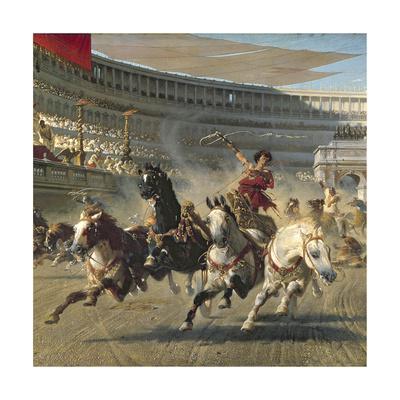 'The Chariot Race, Detail' Premium Giclee Print - Alexander Von Wagner
