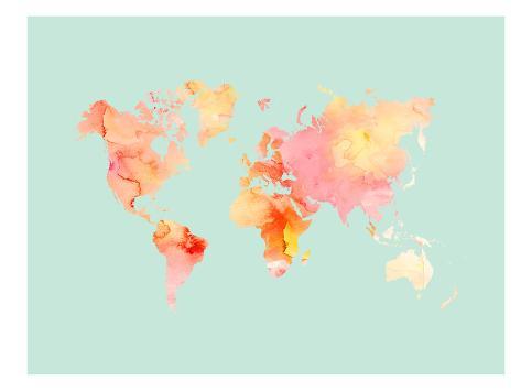 world map pastel watercolor prints by amy brinkman at allposters com