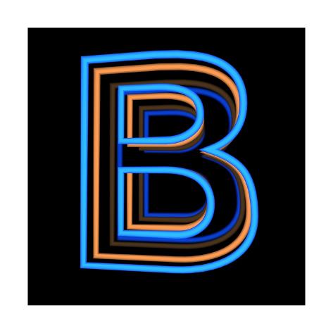 glowing letter b isolated