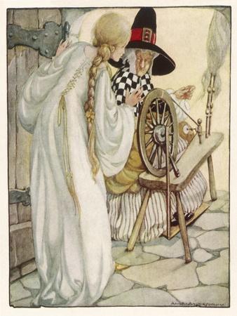 'The Witch Shows Sleeping Beauty the Spinning Wheel' Giclee Print