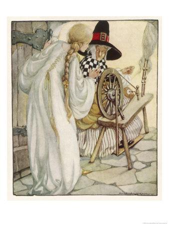 'The Witch Shows Sleeping Beauty the Spinning Wheel' Giclee Print