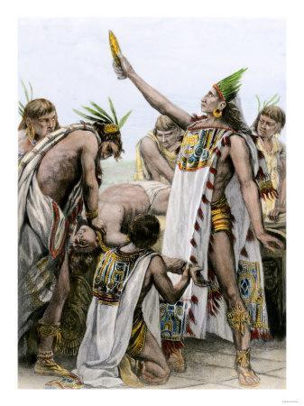 'Aztec Practice of Human Sacrifice in Ancient Mexico' Giclee Print