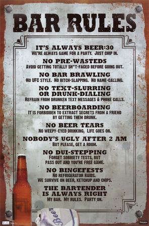 'Bar Rules' Posters - | AllPosters.com