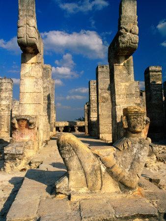 mool chac chichen itza yucatan temple warriors portico columns serpent mexico allposters barnett ross posters sp photographic