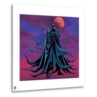 Download 'Batman: Batman Standing Cape Wrapped around Him Bats Flying Behind Him and Full Moon in ...