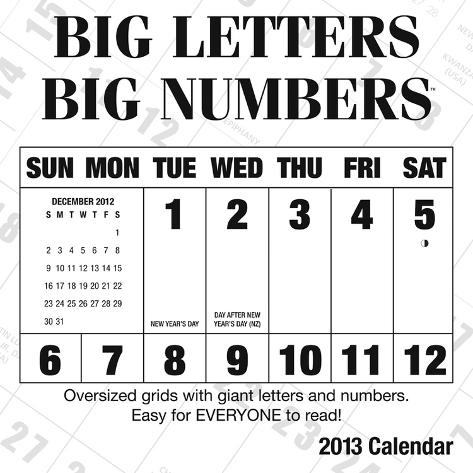 Big Letters Big Numbers - 2013 Calendar Calendars - at AllPosters.com.au