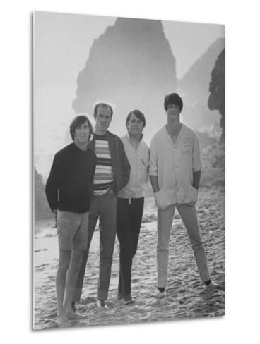 Dennis Wilson Mike Love Carl Wilson And Brian Wilson Of The Beach Boys Posing On Beach Premium Photographic Print Bill Ray Allposters Com
