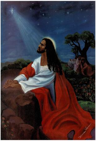 'Black Jesus Christ Kneeling religious Print Poster' Poster