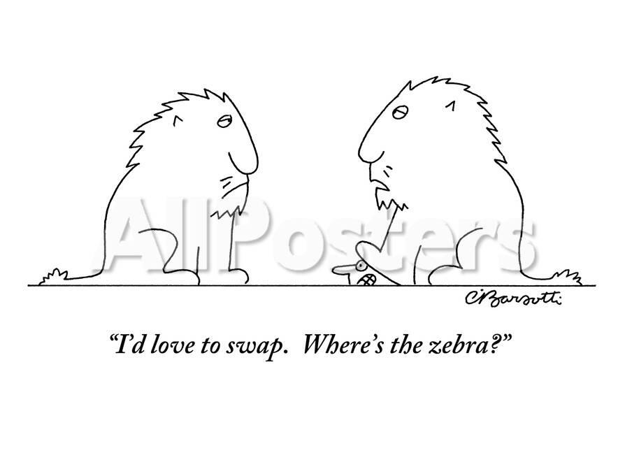 I'd Love To Swap Where's The Zebra New Yorker Cartoon Premium Classy T D Love I'd Love To Swap Where's The Zebra New Yorker Cartoon Premium Classy T D Love
