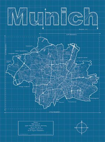 munich artistic blueprint map posters by christopher estes at