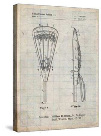 Pp915 Antique Grid Parchment Lacrosse Stick 1936 Patent Poster Antique Grid Parchment Lacrosse Stick