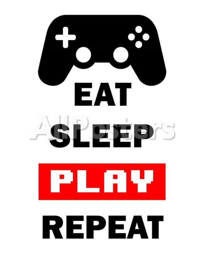Eat Sleep Game Repeat White And Red Posters Color Me Happy Allposters Com