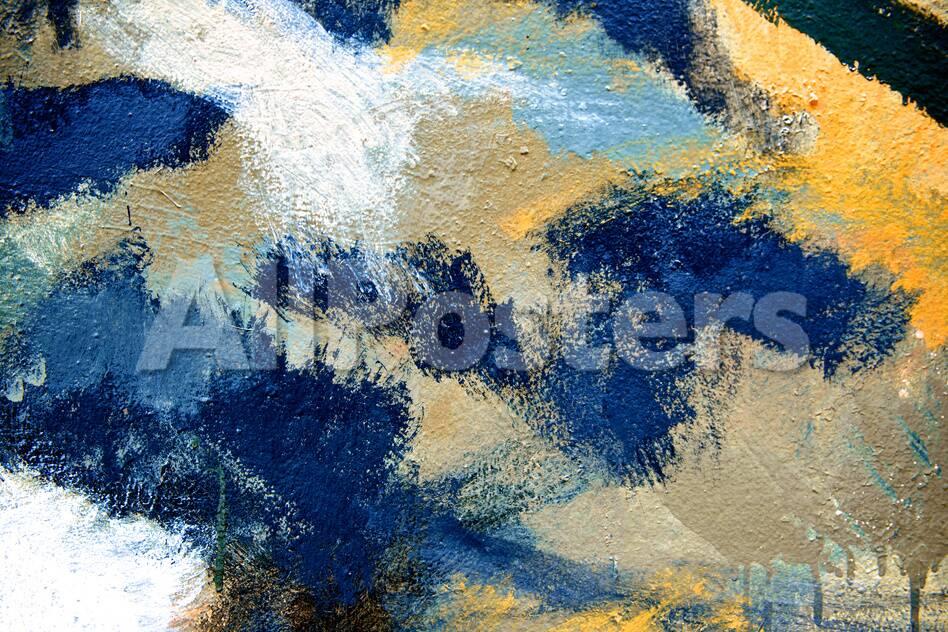 Abstract Colorful Acrylic Paint Brush On Cement Wall Background