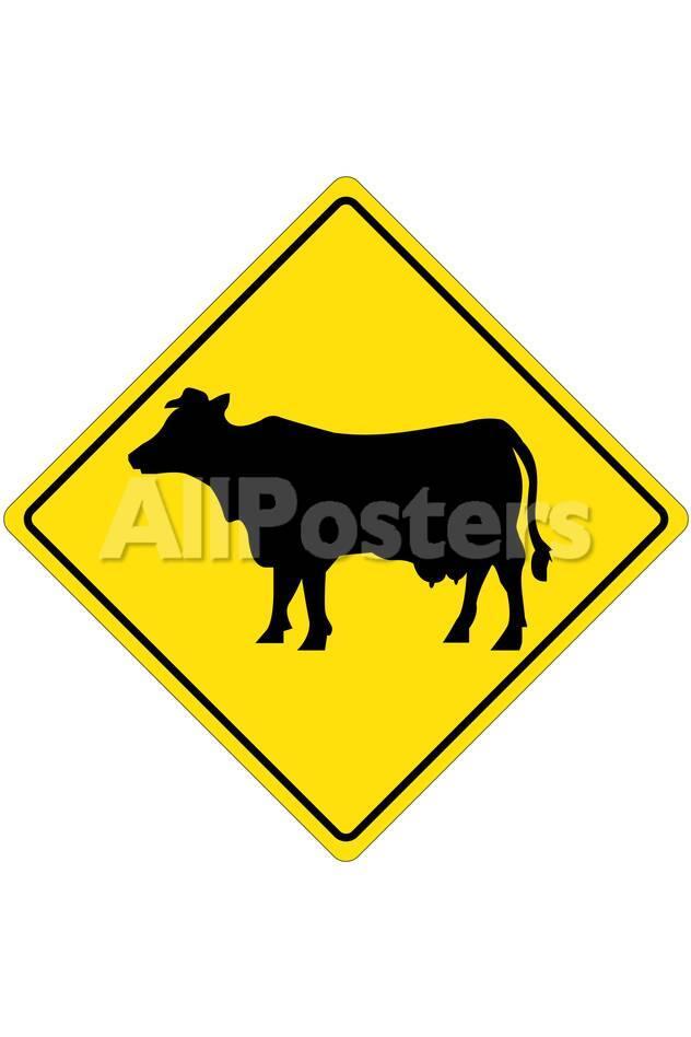 オールポスターズの cow crossing sign poster ポスター