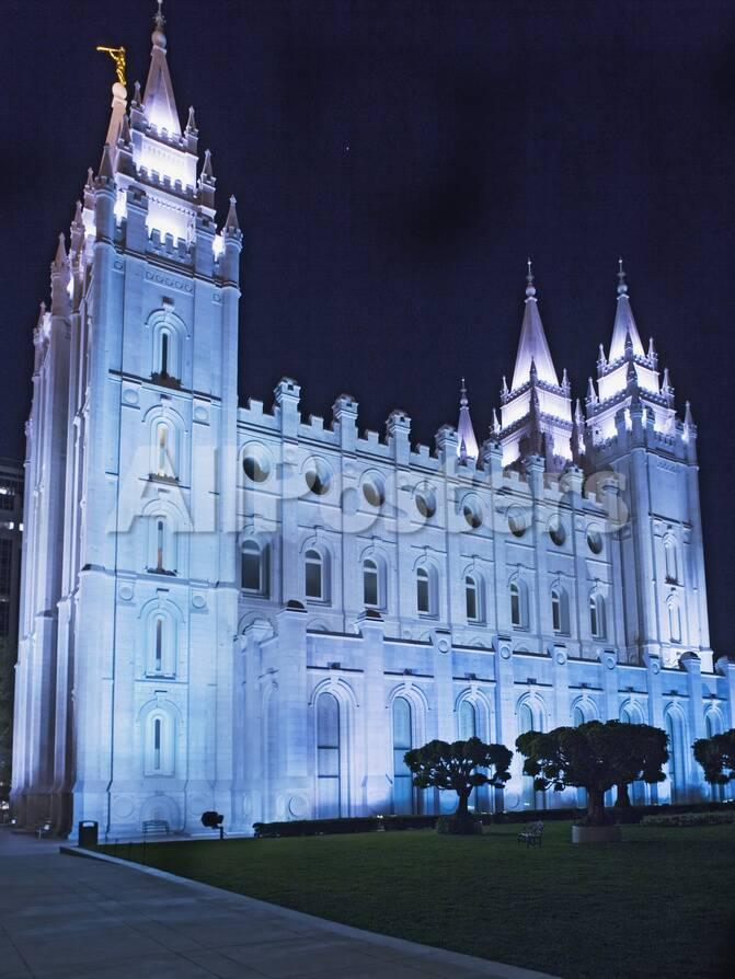 Mormon Salt Lake Temple At Night Salt Lake City Utah Usa Photographic Print Dennis Flaherty Allposters Com