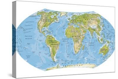 digital illustration of world map and oceans photographic print by