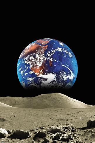 Wall-Art-PRINT-Earth-seen-From-The-Moon-Poster-or-Canvas-Fine-Art-Space