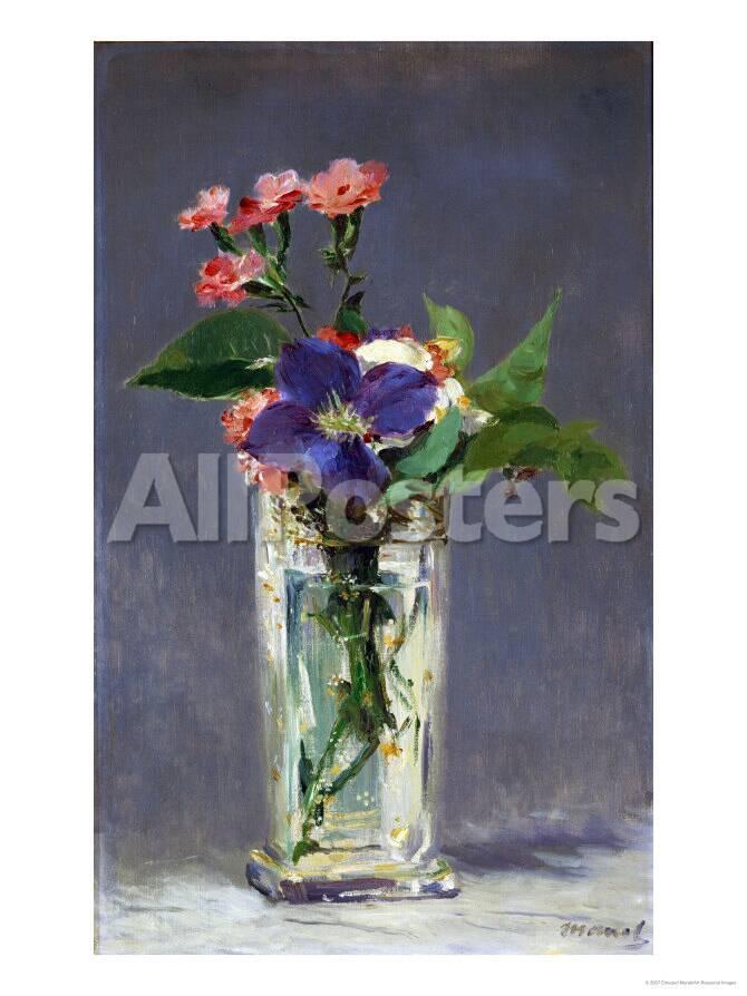Carnations And Clematis In A Crystal Vase 1882 Giclee Print By