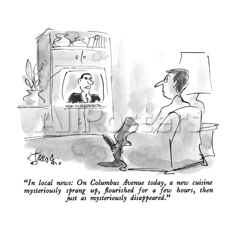 In Local News On Columbus Avenue Today A New Cuisine Mysteriously Spra New Yorker Cartoon