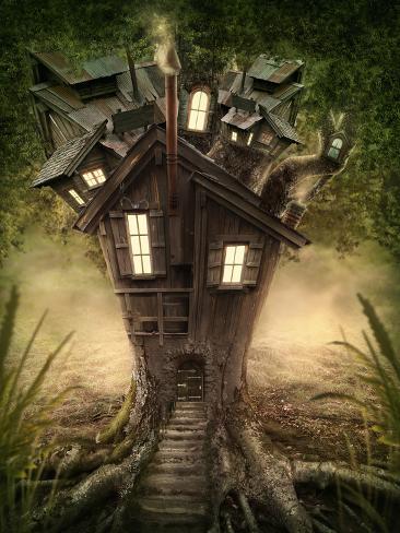 fantasy tree house in forest photographic print egal allposters com