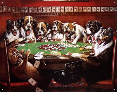 'Eight Dogs Playing Cards' Tin Sign | AllPosters.com