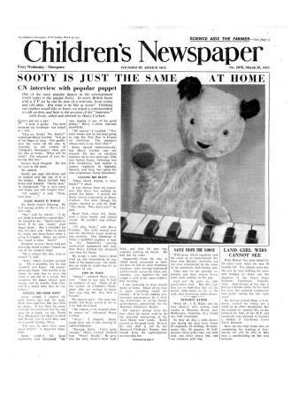 'Sooty, Front Page of 'The Children's Newspaper', March 1955' Giclee