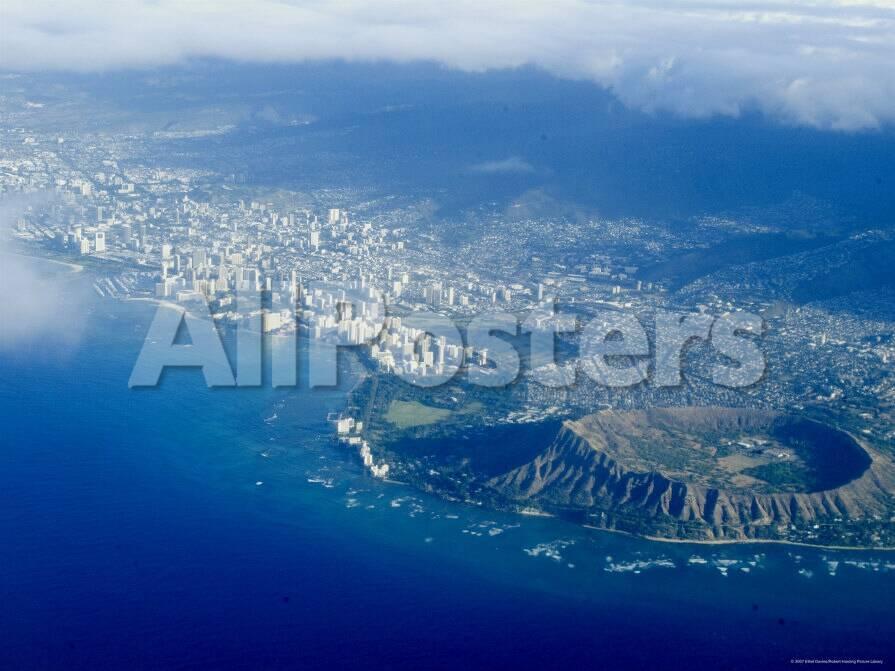 Aerial View Of Honolulu Waikiki And Diamond Head Oahu Hawaii Usa