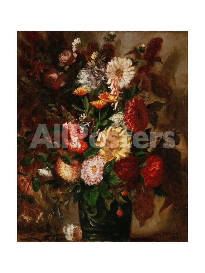 Bouquet De Fleurs Dans Un Vase De Gres Flowers In An Earthenware Pot 1847 Canvas 65 X 43 Cm