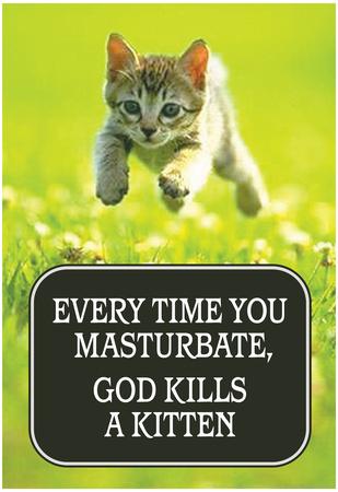 Everytime you masturbate god kills a kitten picture