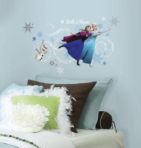 frozen custom headboard featuring elsa, anna & olaf peel and stick