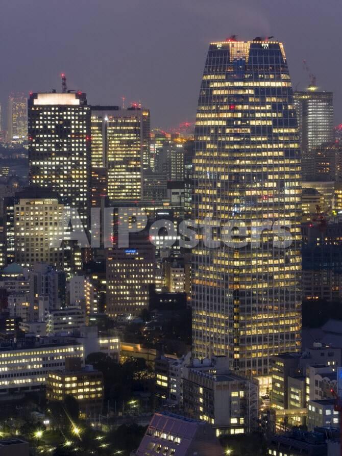 Central Tokyo Skyscrapers Illuminated At Night Tokyo Honshu Japan Photographic Print Gavin Hellier Allposters Com