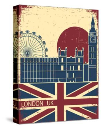 'London Landmark.Vintage Background With England Flag On Old Poster