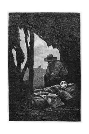 les illustration valjean jean hugo miserables victor cosette asleep watching