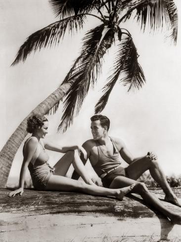 black and white palm tree bathing suit