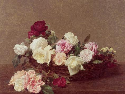 Henri Fantin Latour Still Life of White Roses Giclee Canvas Print Poster