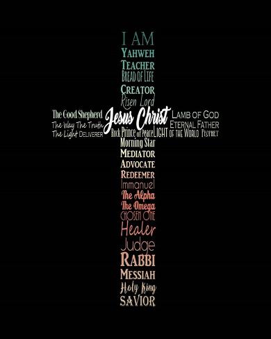 names of jesus cross silhouette green ombre poster by inspire me at