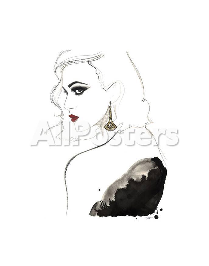 Art Deco Vamp Girl Earring Posters By Jessica Durrant At Allposterscom