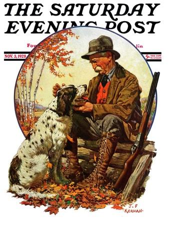 Hunter and Spaniel, Saturday Evening Post Cover 