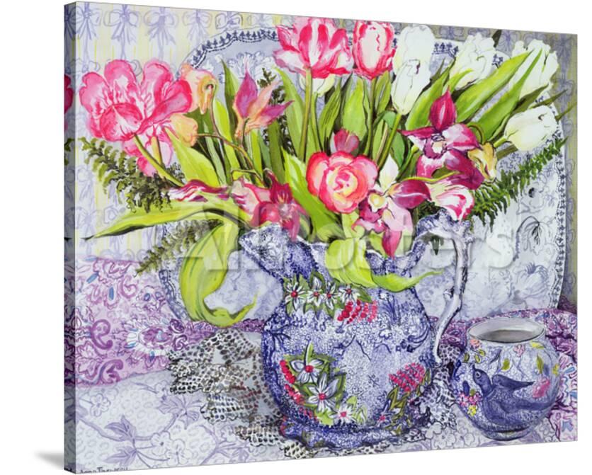 pink and white tulips