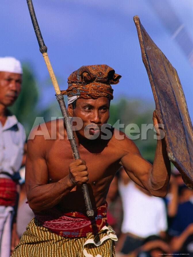 Traditional Sport Of Stick Fighting In Kuripan Indonesia Photographic Print John Banagan Allposters Com