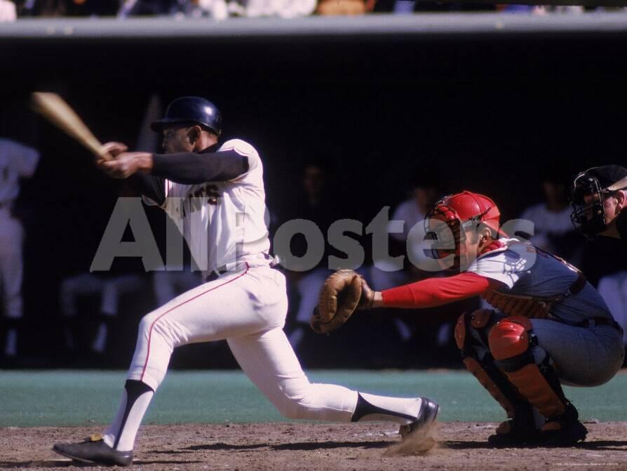 San Francisco Giants Willie Mays At Bat Cincinnati Reds Catcher