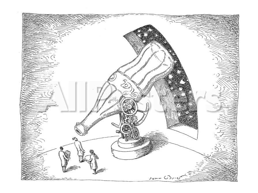 Astronomers Use Giant Coke Bottle As A Telescope New Yorker Cartoon Premium Giclee Print John O Brien Allposters Com
