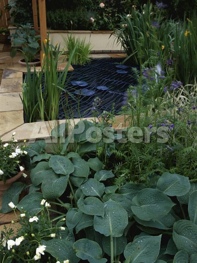 Small Square Pond With Decorative Metal Grille Cover Chelsea
